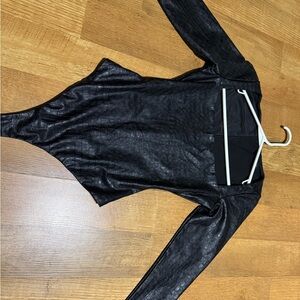 Naked Wardrobe Black Faux Leather Top